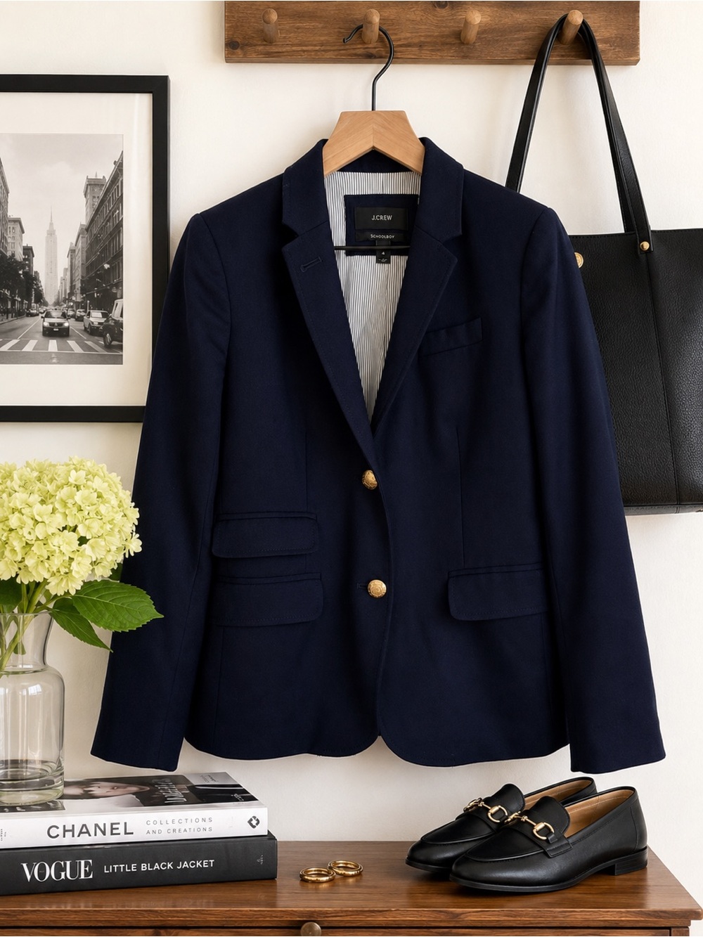J. Crew Schoolboy Wool Navy Blazer with Gold Buttons - Size 4
